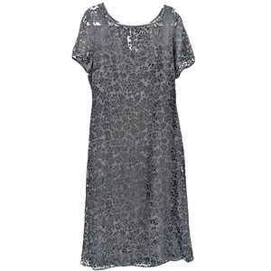 VTG 90s Y2K Black Burnout‎ Flocked Velvet Floral Sheer Whimsigoth Midi Dress 14